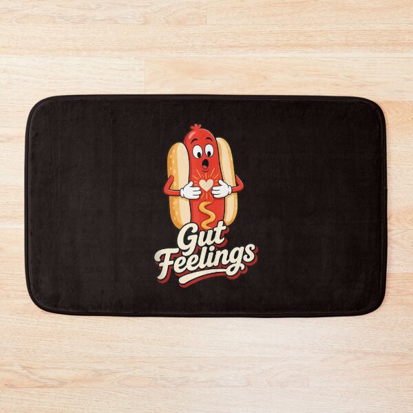 Item preview, Gut Feelings Cute Hot Dog Funny Food Pun Cartoon Vintage Design designed and sold by mari-kayden.