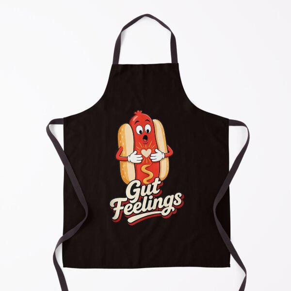 Item preview, Gut Feelings Cute Hot Dog Funny Food Pun Cartoon Vintage Design designed and sold by mari-kayden.