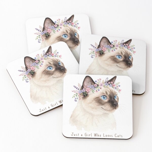 Item preview, Just a Girl Who Loves Cats - Siamese Cat Floral Wreath Watercolor designed and sold by SDKENERGY.