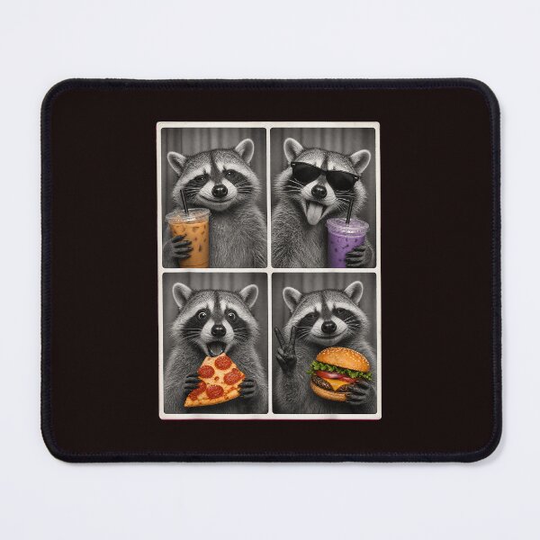 Item preview, Funny Raccoon Food Lover Photobooth Pizza Burger Coffee Vintage designed and sold by mari-kayden.