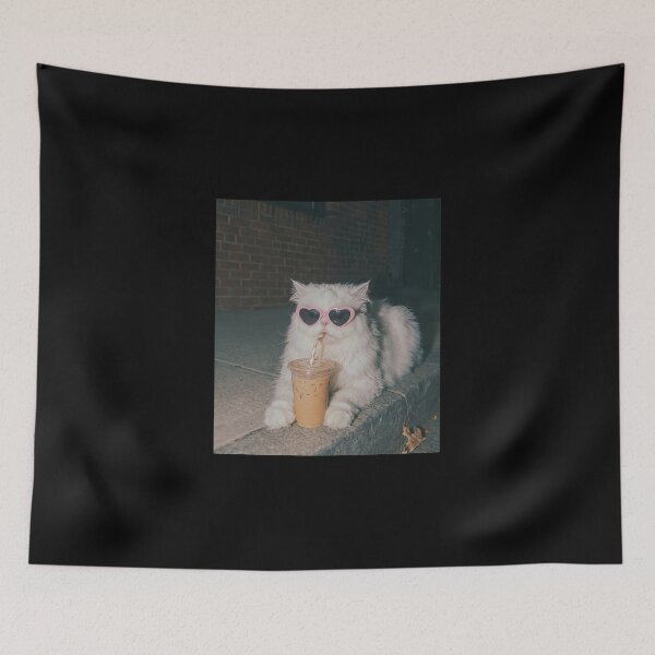 Item preview, Gato persa con café helado designed and sold by hargisnamocho.