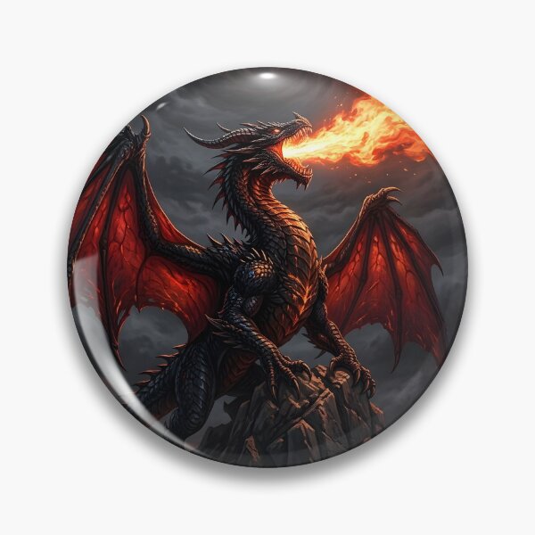 Item preview, Infernal Fire Dragon on Mountain Peak | Dark Fantasy Dragon Art designed and sold by DragonSerpent Ink.
