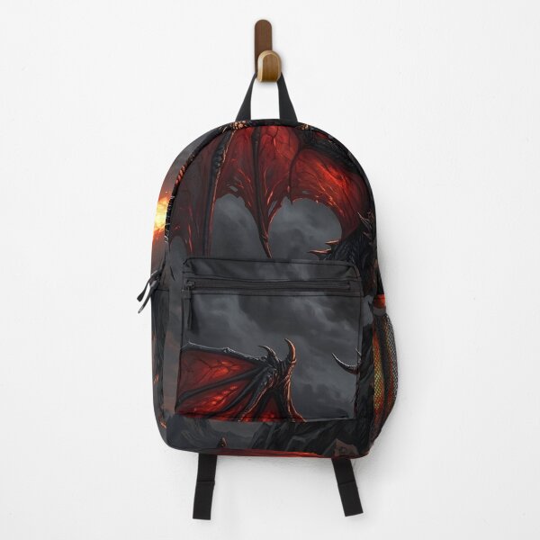 Item preview, Infernal Fire Dragon on Mountain Peak | Dark Fantasy Dragon Art designed and sold by DragonSerpent Ink.