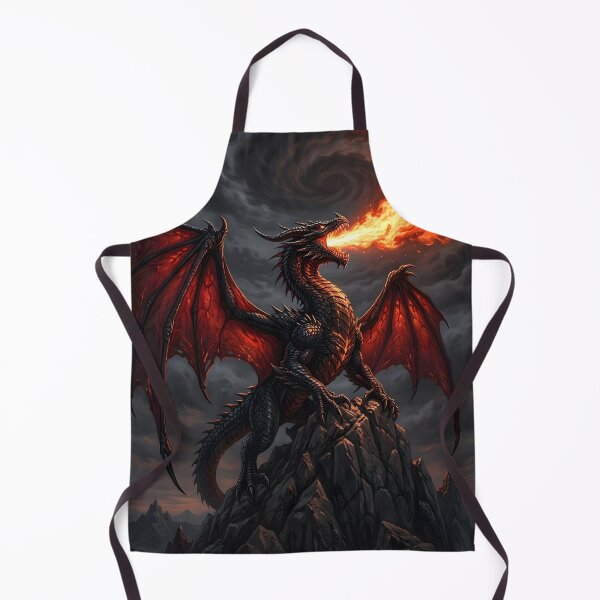 Item preview, Infernal Fire Dragon on Mountain Peak | Dark Fantasy Dragon Art designed and sold by DragonSerpent Ink.