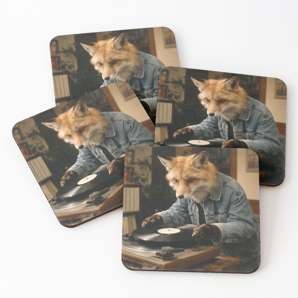Item preview, Fox Playing Vintage Music in a Cozy Cottage Wall Art | Whimsical Woodland Portrait | Retro Photography Aesthetic Print designed and sold by PaintedPixels01.