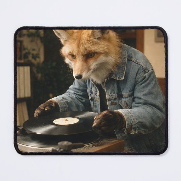 Item preview, Fox Playing Vintage Music in a Cozy Cottage Wall Art | Whimsical Woodland Portrait | Retro Photography Aesthetic Print designed and sold by PaintedPixels01.