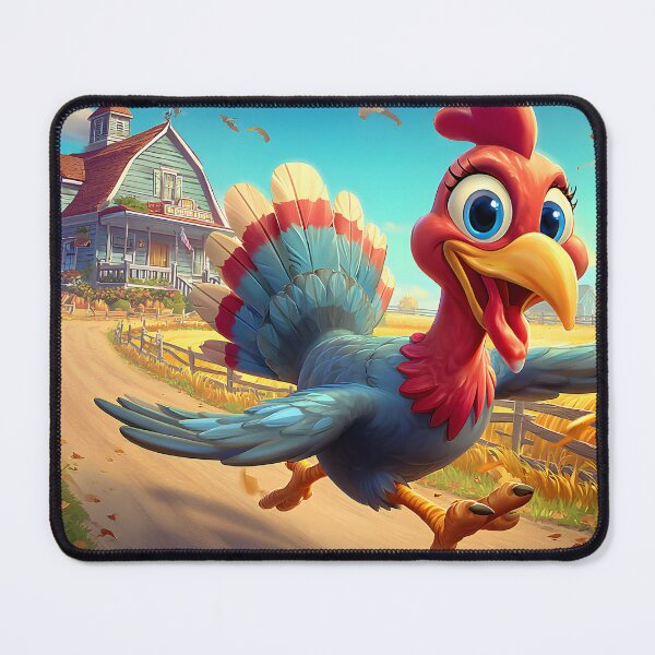 Item preview, Colorful Turkey Running Through Autumn Farm Scene designed and sold by Artessie.