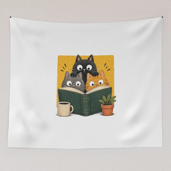 Item preview, Retro Curious Reading Cats Graphic designed and sold by hargisnamocho.