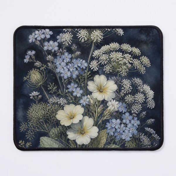 Item preview, Midnight Blue Wildflower Botanical – Forget Me Not and Queen Anne’s Lace Watercolor Art designed and sold by FestivityFinds.