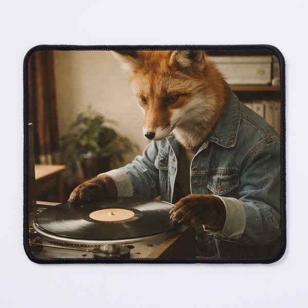 Item preview, Fox Playing Vintage Music in a Cozy Cottage Wall Art | Whimsical Woodland Portrait | Retro Photography Aesthetic Print designed and sold by PaintedPixels01.