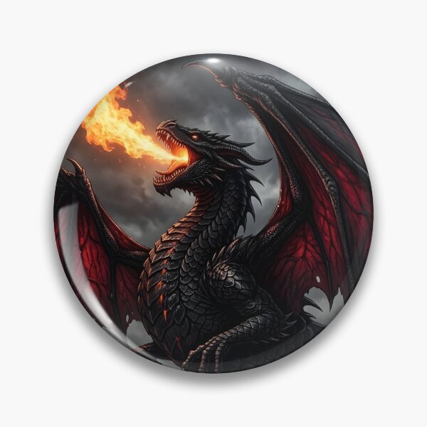 Item preview, Dark Fire Dragon on Volcanic Peak | Epic Fantasy Dragon Artwork designed and sold by DragonSerpent Ink.