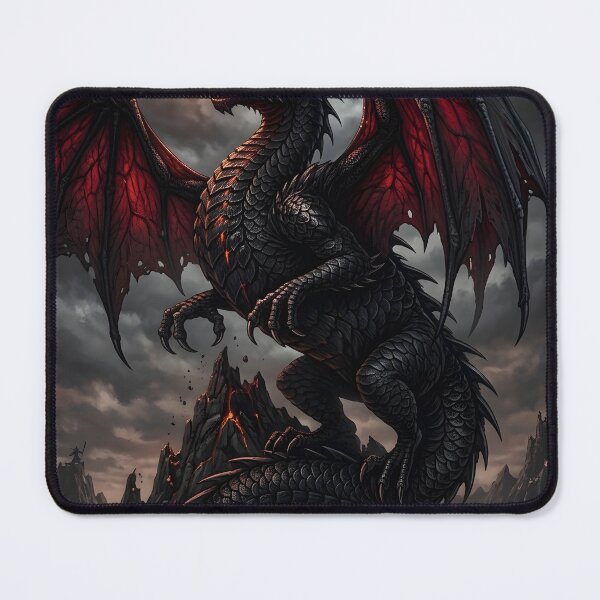 Item preview, Dark Fire Dragon on Volcanic Peak | Epic Fantasy Dragon Artwork designed and sold by DragonSerpent Ink.