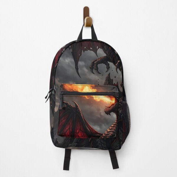 Item preview, Dark Fire Dragon on Volcanic Peak | Epic Fantasy Dragon Artwork designed and sold by DragonSerpent Ink.