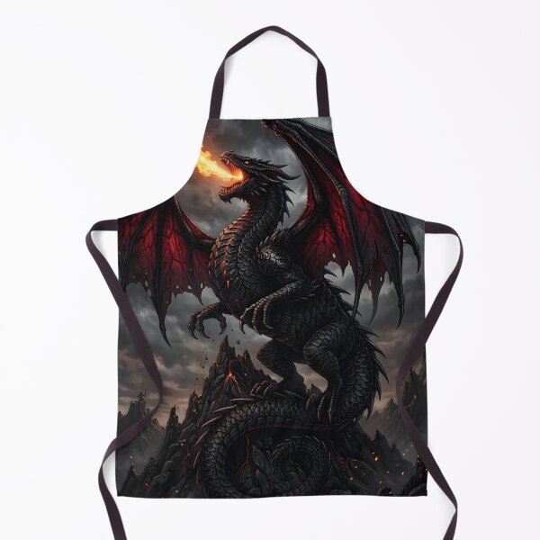 Item preview, Dark Fire Dragon on Volcanic Peak | Epic Fantasy Dragon Artwork designed and sold by DragonSerpent Ink.