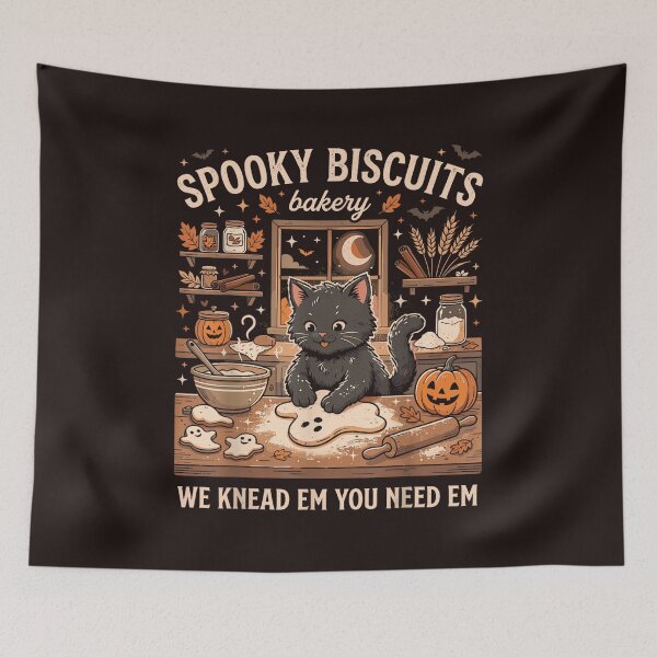 Item preview, Spooky Biscuits Bakery Black Cat Halloween Baking Vintage Design designed and sold by mari-kayden.
