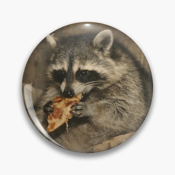 Item preview, Raccoon Eating Pizza Wall Art | Whimsical Food-Loving Wildlife Portrait | Retro Photography Aesthetic Vintage Print designed and sold by PaintedPixels01.