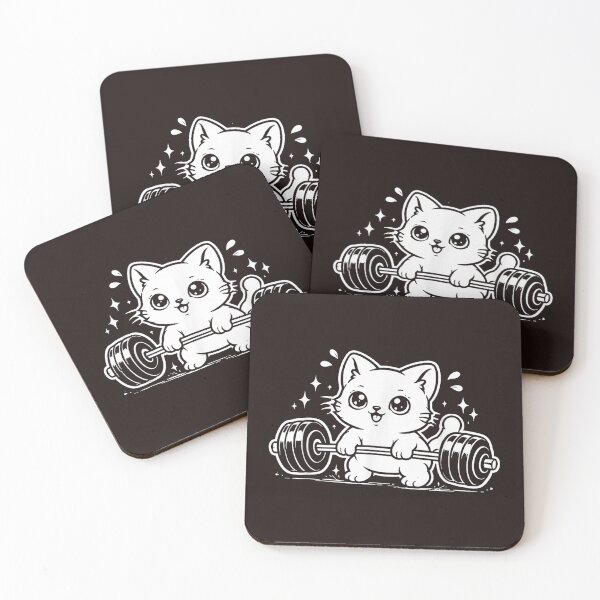 Item preview, Cute Kawaii Cat Deadlifting Funny Gym Workout Fitness Design designed and sold by mari-kayden.