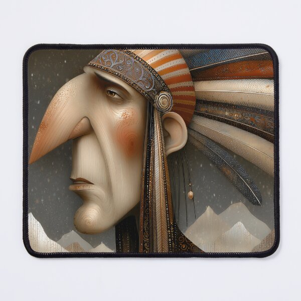 Item preview, Stylized Native American Chief with Feathered Headdress designed and sold by Artessie.