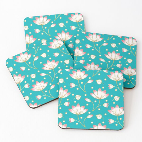 Item preview, Turquoise Lotus Flower Floral Pattern designed and sold by Home Cyn Home.