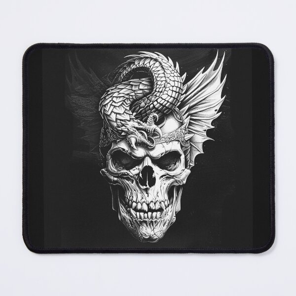 Item preview, Dragon-Crowned Skull with Wings – Gothic Dark Fantasy Art with Wings Gothic Dark Fantasy Art designed and sold by inkoutninja.