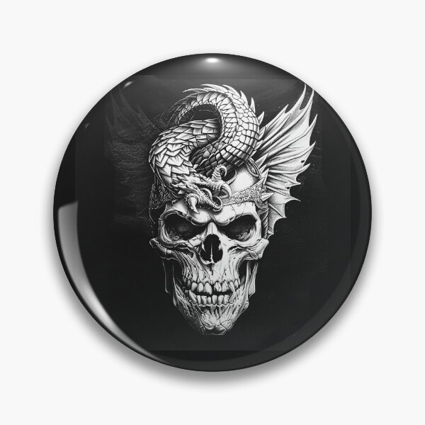Item preview, Dragon-Crowned Skull with Wings – Gothic Dark Fantasy Art with Wings Gothic Dark Fantasy Art designed and sold by inkoutninja.