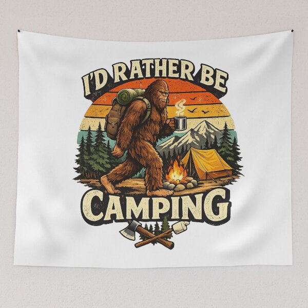 Item preview, I'd Rather Be Camping Bigfoot Vintage designed and sold by Geek4Art.