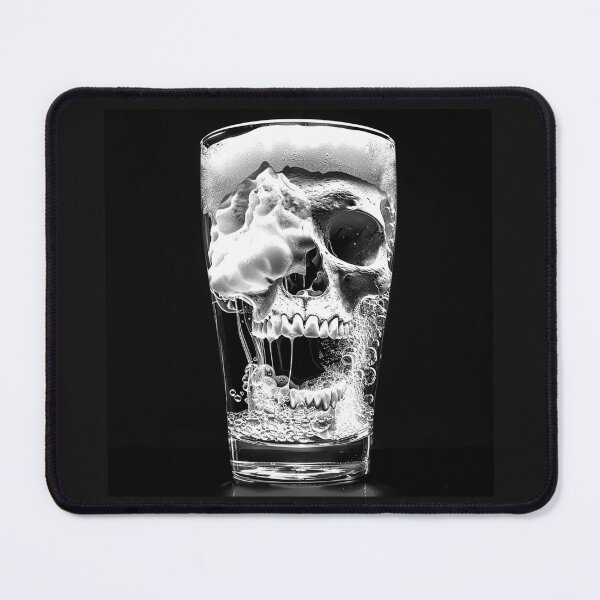 Item preview, Submerged Skull in Water Glass Surreal Monochrome Horror Art designed and sold by inkoutninja.