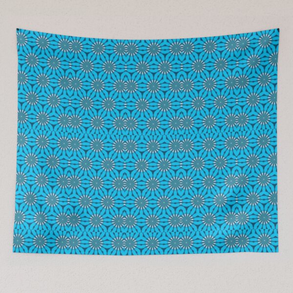Item preview, BLUEBONNETS! MANDALA NEO DAISY CHAIN Baby Blue & White Flowers Psychedelic Groovy Party SACRED GEOMETRY MATH Fun Doodles College Dorm Decor designed and sold by Spinning Plates 360.