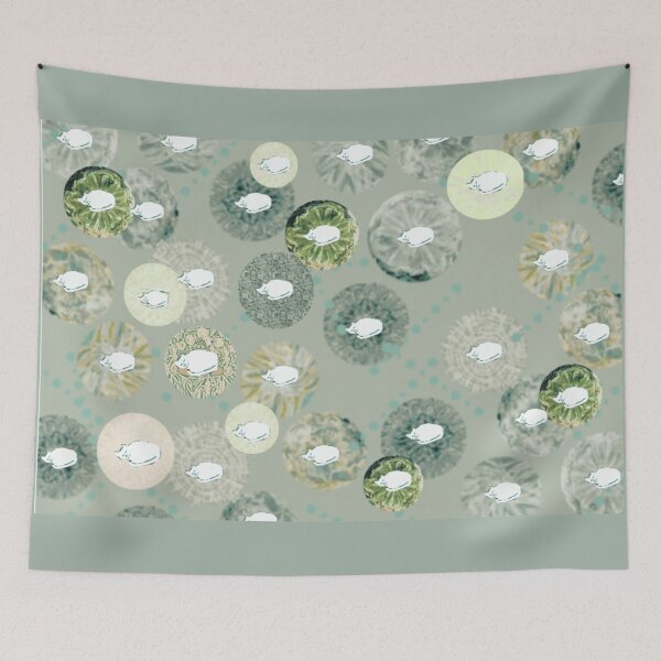 Item preview, Napping Cats in Sage Haze designed and sold by marigold corner design.