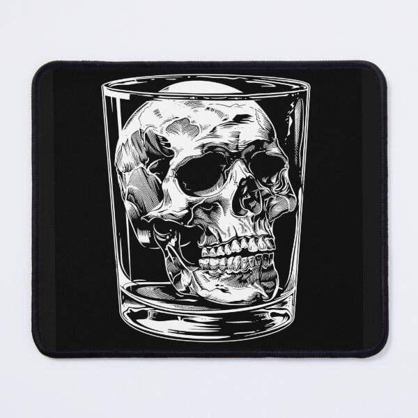 Item preview, Skull in Whiskey Glass Gothic Black and White Engraving designed and sold by inkoutninja.