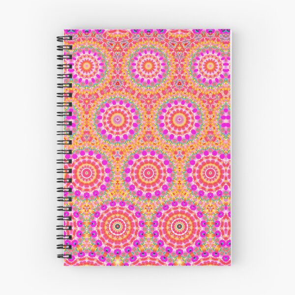 Item preview, ORANGE MELON FIZZ! MANDALA NEO DAISY CHAIN Orange & Pink Bubbles Psychedelic Groovy Party SACRED GEOMETRY MATH Fun Doodles College Dorm Decor designed and sold by Spinning Plates 360.