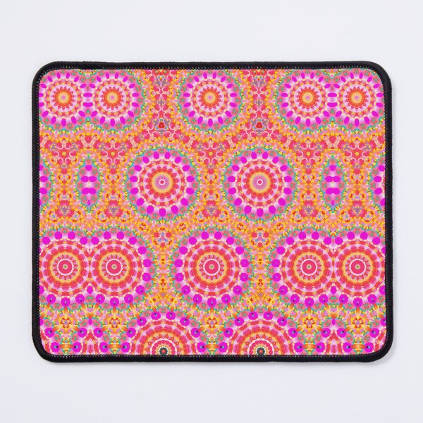 Item preview, ORANGE MELON FIZZ! MANDALA NEO DAISY CHAIN Orange & Pink Bubbles Psychedelic Groovy Party SACRED GEOMETRY MATH Fun Doodles College Dorm Decor designed and sold by Spinning Plates 360.