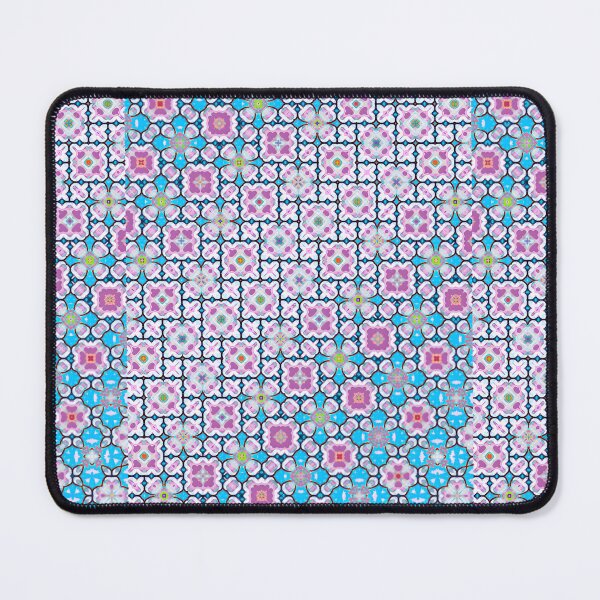 Item preview, FLORENTINE! MANDALA NEO DAISY CHAIN Baby Blue & Plum Flowers Psychedelic Groovy Party SACRED GEOMETRY MATH Fun Doodles College Dorm Decor designed and sold by Spinning Plates 360.