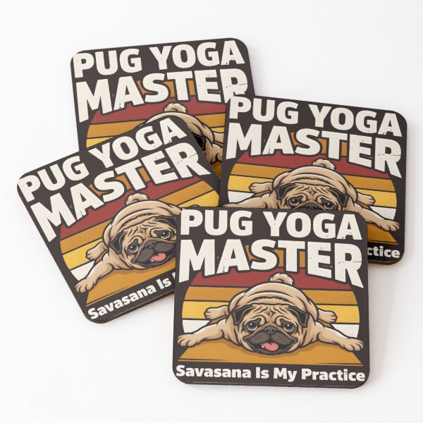 Item preview, Funny Pug Yoga Master Savasana Pose Retro Dog Lover Design designed and sold by mari-kayden.