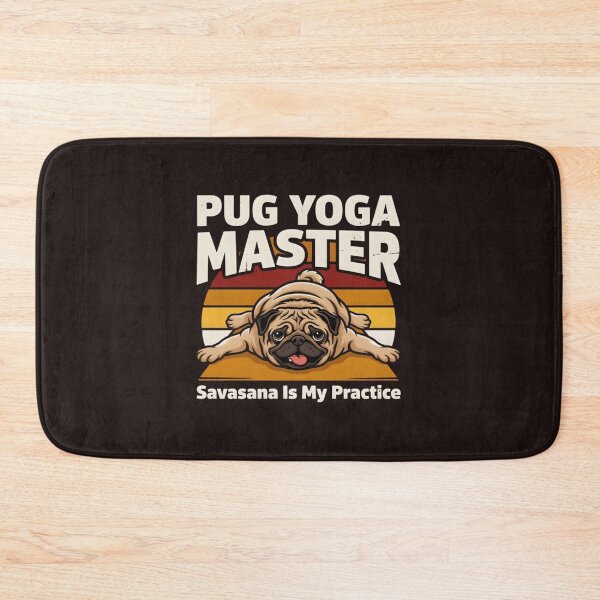 Item preview, Funny Pug Yoga Master Savasana Pose Retro Dog Lover Design designed and sold by mari-kayden.