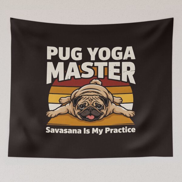 Item preview, Funny Pug Yoga Master Savasana Pose Retro Dog Lover Design designed and sold by mari-kayden.