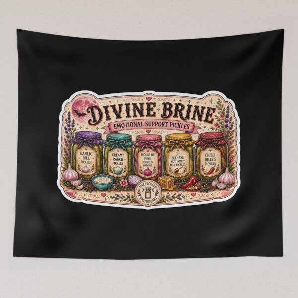 Item preview, Divine Brine Emotional Support Pickles Sticker designed and sold by Imagine Ink Design Studio.