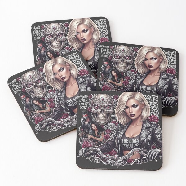 Item preview, Blonde Tattooed Biker Gothic Woman designed and sold by Voodoo Store Paranormal Collections.