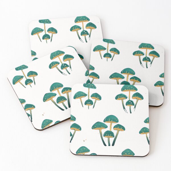 Item preview, Glowing Teal Bioluminescent Mushroom Forest Pattern designed and sold by bvdesignart.