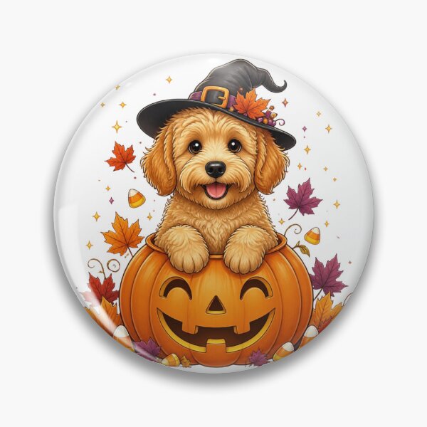 Item preview, Cute Halloween Goldendoodle Dog Wearing Witch Hat designed and sold by Nathaphat514.