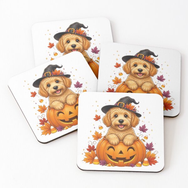 Item preview, Cute Halloween Goldendoodle Dog Wearing Witch Hat designed and sold by Nathaphat514.