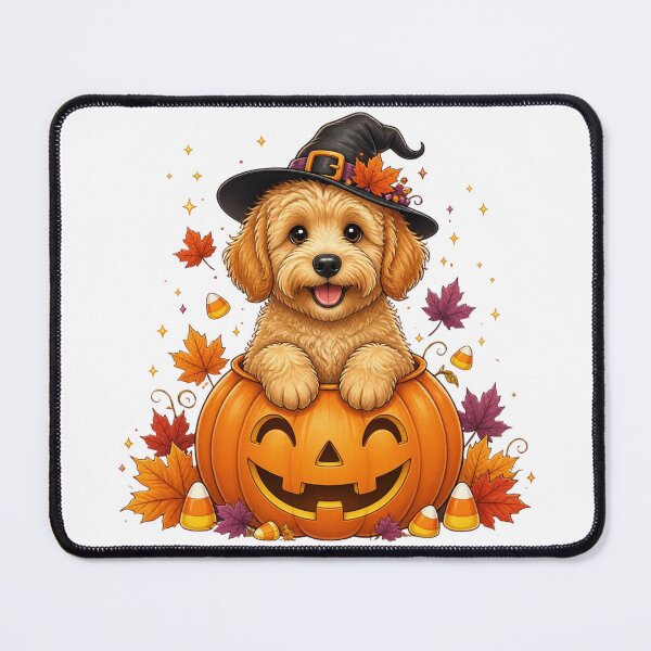 Item preview, Cute Halloween Goldendoodle Dog Wearing Witch Hat designed and sold by Nathaphat514.