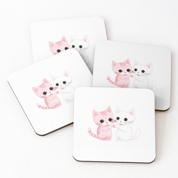 Item preview, Cute Pink and White Cats Holding Hands designed and sold by Koussgh.