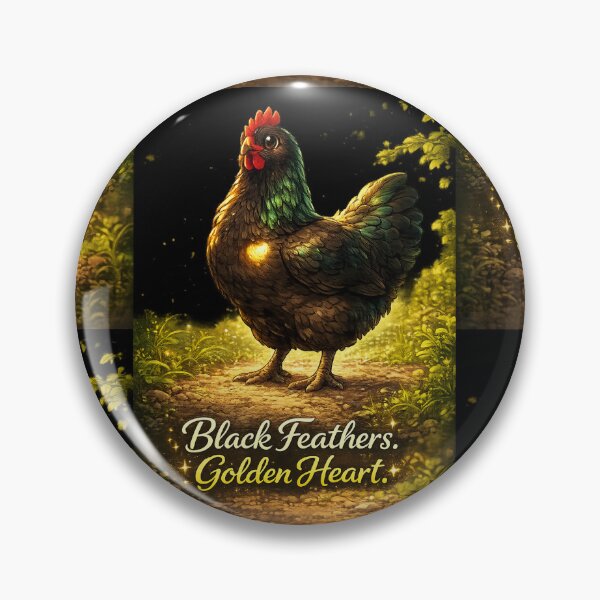 Item preview, Black Feathers, Golden Heart | Black Australorp Chicken | Cute Hen Art | Country Farm Animal Illustration designed and sold by pbchan.
