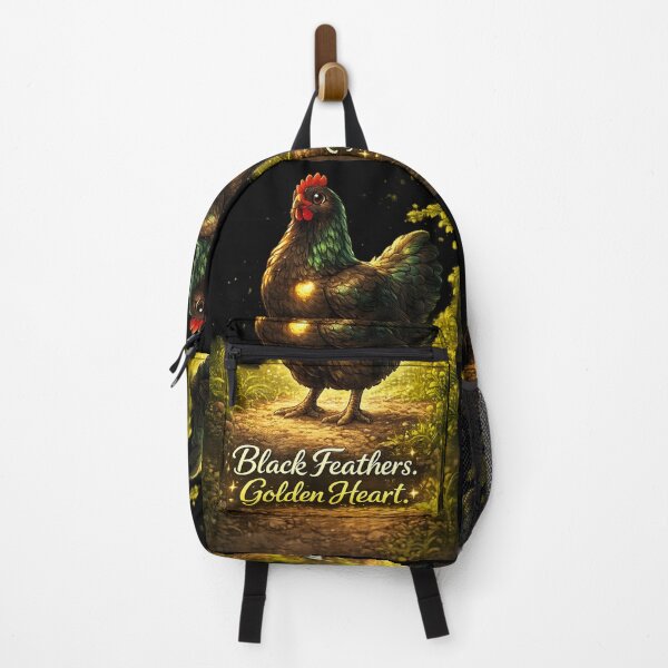 Item preview, Black Feathers, Golden Heart | Black Australorp Chicken | Cute Hen Art | Country Farm Animal Illustration designed and sold by pbchan.