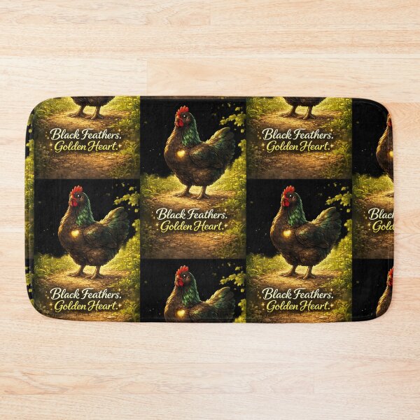 Item preview, Black Feathers, Golden Heart | Black Australorp Chicken | Cute Hen Art | Country Farm Animal Illustration designed and sold by pbchan.