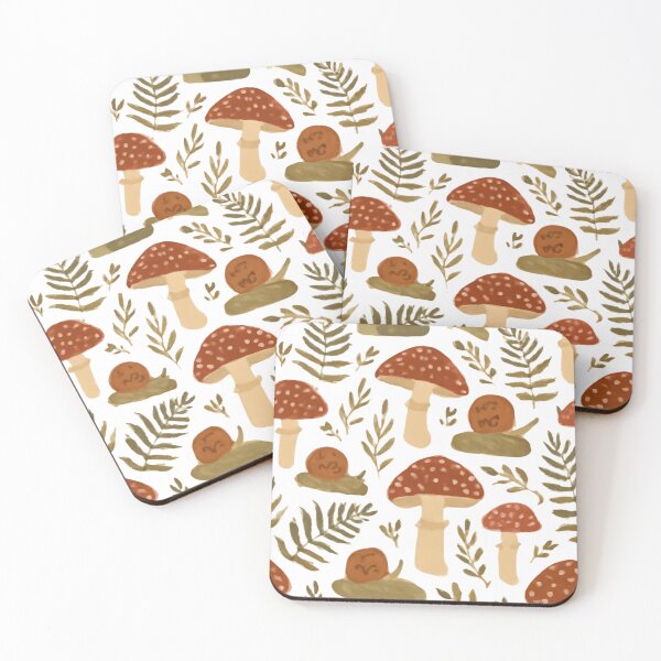 Item preview, Red Mushroom And Snail Cottagecore Pattern designed and sold by bvdesignart.