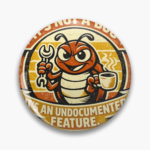 Item preview, It's Not a Bug Undocumented Feature Retro Badge designed and sold by bangsy.