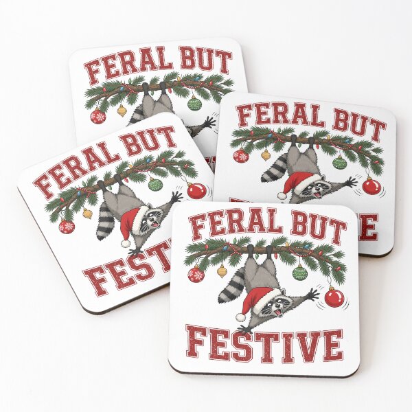 Item preview, Feral But Festive Funny Raccoon Christmas designed and sold by NSB-Design.