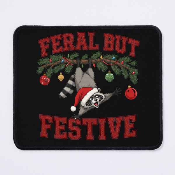 Item preview, Feral But Festive Funny Raccoon Christmas designed and sold by NSB-Design.